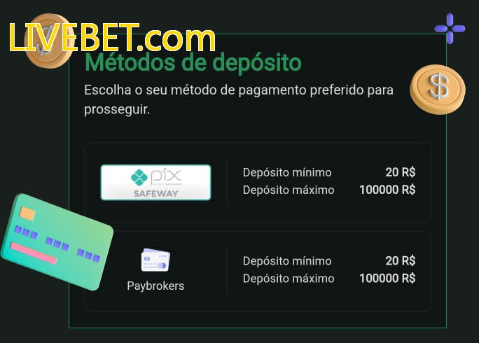 O cassino LIVEBET.combet oferece uma grande variedade de métodos de pagamento